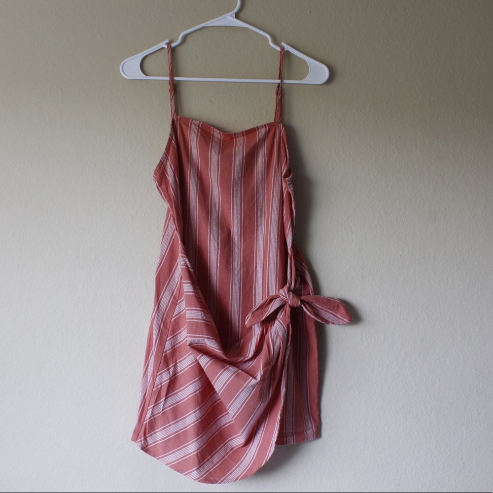 Coral/salmon striped mini dress